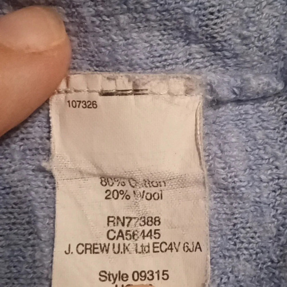 Madewell Light Blue Slub Cotton Wool Blend Closet Staple V Neck Size Small - Picture 6 of 6